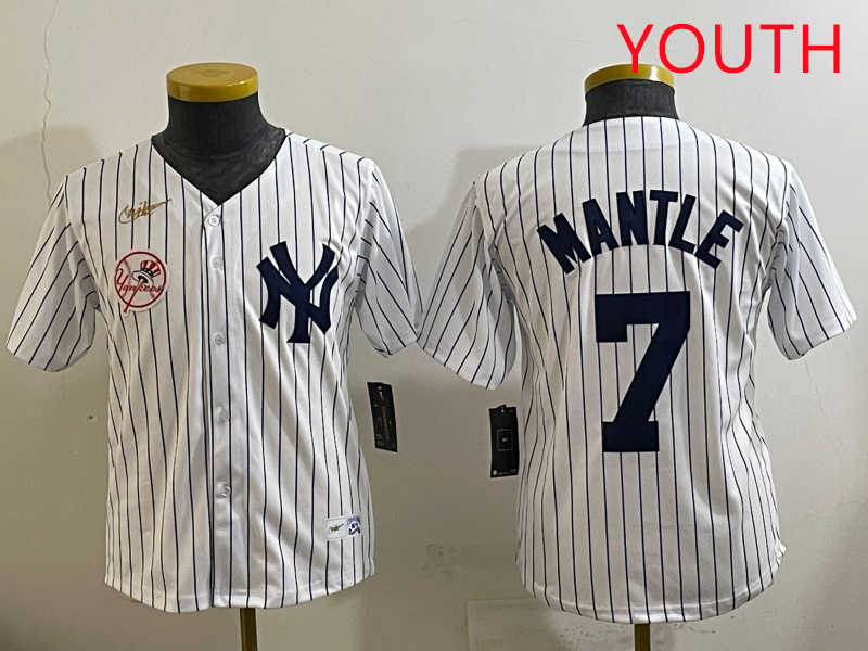 Youth New York Yankees 7 Mantle White 2025 Nike MLB jersey style 2